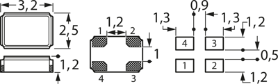 O- 25,000000M-AQO 3225-50-3,3-E-T/TR Auris Oscillators Image 2