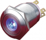 Pushbutton, 1 pole, silver, illuminated  (blue), 5 A/250 V, mounting Ø 19 mm, IP65, PAV19BMFW1G6N