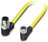 Sensor actuator cable, M12-cable plug, angled to M8-cable socket, angled, 3 pole, 1.5 m, PVC, yellow, 4 A, 1406307