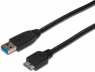 USB 3.0 Adapter cable, USB plug type A to micro USB plug type B, 1 m, black