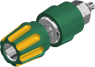 Pole terminal, 4 mm, yellow/green, 30 VAC/60 VDC, 63 A, solder connection, nickel-plated, PKNI 10 B GE/GN