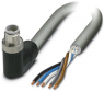 Sensor actuator cable, M12-cable plug, angled to open end, 5 pole, 1.5 m, PUR, gray, 16 A, 1414851