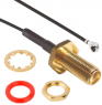 Coaxial Cable, RP-SMA jack (straight) to AMC plug (angled), 50 Ω, 1.13 mm micro cable, grommet black, 50 mm, 336320-12-0050