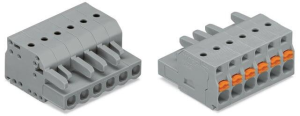 Socket header, 2 pole, pitch 5 mm, angled, gray, 2231-102/026-000