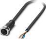 Sensor actuator cable, M12-cable socket, straight to open end, 4 pole, 1.5 m, PUR, black gray, 4 A, 1392839