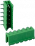 Pin header, 6 pole, pitch 5.08 mm, angled, green, B6608222