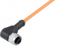 Sensor actuator cable, M12-cable socket, angled to open end, 3 pole, 2 m, PUR, orange, 4 A, 77 3434 0000 80003-0200