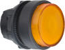Pushbutton, illuminable, groping, waistband round, orange, front ring black, mounting Ø 22 mm, ZB5AW15