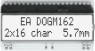 LCD text module EA DOGM162W-A, 2 x 16, 5.57 mm