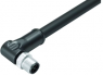 Sensor actuator cable, M12-cable plug, angled to open end, 3 pole + PE, 2 m, PUR, black, 12 A, 77 0687 0000 50704-0200