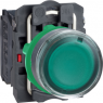 Pushbutton, illuminable, groping, 1 Form A (N/O) + 1 Form B (N/C), waistband round, green, front ring black, mounting Ø 22 mm, XB5AW3345