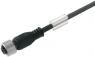 Sensor actuator cable, M12-cable socket, straight to open end, 3 pole, 5 m, PUR, black, 4 A, 9457660500