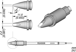 Soldering tip, Chisel shaped, (T x W) 1.1 x 11.5 mm, R245008