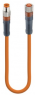 Sensor actuator cable, M8-cable plug, straight to M8-cable socket, straight, 4 pole, 2 m, PVC, orange, 4 A, 52253