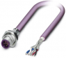 Sensor actuator cable, M12-cable plug, straight to open end, 5 pole, 5 m, PUR, purple, 4 A, 1437591