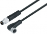 Sensor actuator cable, M8-cable plug, straight to M8-cable socket, angled, 3 pole, 1 m, PUR, black, 4 A, 77 3408 3405 50003-0100