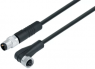 Sensor actuator cable, M8-cable plug, straight to M8-cable socket, angled, 3 pole, 2 m, PUR, black, 4 A, 77 3408 3405 50003-0200