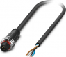 Sensor actuator cable, M12-cable plug, straight to open end, 4 pole, 1.5 m, PUR, black gray, 4 A, 1392638