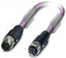 Sensor actuator cable, M12-cable plug, straight to M12-cable socket, straight, 2 pole, 10 m, PUR, purple, 4 A, 1518151