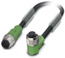 Sensor actuator cable, M12-cable plug, straight to M12-cable socket, angled, 8 pole, 0.6 m, PVC, black, 2 A, 1415746