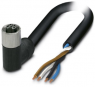 Sensor actuator cable, M12-cable socket, angled to open end, 4 pole, 10 m, PVC, black, 12 A, 1425060