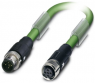 Sensor actuator cable, M12-cable plug, straight to M12-cable socket, straight, 5 pole, 0.3 m, PUR, green, 4 A, 1517958