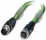 Sensor actuator cable, M12-cable plug, straight to M12-cable socket, straight, 5 pole, 0.5 m, PUR, green, 4 A, 1517961