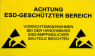Warning sign, ESD logo with warning notice, (L x W) 300 x 500 mm, vinyl, C-191 762