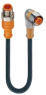 Sensor actuator cable, M12-cable plug, straight to M12-cable socket, angled, 4 pole, 0.5 m, PVC, orange, 4 A, 78859