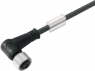 Sensor actuator cable, M12-cable socket, angled to open end, 3 pole, 1.5 m, PUR, black, 4 A, 9457320150