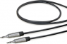 Audio connecting cable, 3.5 mm-stereo plug, straight to 3.5 mm-stereo plug, straight, 1,5 m, nickel-plated, black