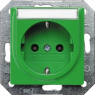 German schuko-style socket outlet with title block, green, 16 A/250 V, Germany, IP20, 5UB1537