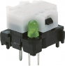 Short-stroke pushbutton, 1 Form A (N/O), 100 mA/28 V, illuminated, green, actuator (white, L 4.3 mm), 0.7 N, THT