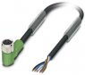 Sensor actuator cable, M8-cable socket, angled to open end, 5 pole, 5 m, PUR, black, 3 A, 1404477