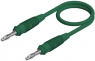 Measuring lead with (4 mm plug, spring-loaded, straight) to (4 mm plug, spring-loaded, straight), 1 m, green, silicone, 1.0 mm², CAT O