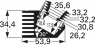 LED heatsink, 100 x 53.9 x 34.4 mm, 9 to 2.7 K/W, black anodized