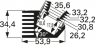 LED heatsink, 75 x 53.9 x 34.4 mm, 9 to 2.7 K/W, black anodized