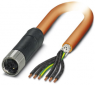 Sensor actuator cable, M12-cable socket, straight to open end, 6 pole, 1.5 m, PUR, orange, 8 A, 1414902