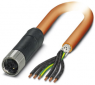 Sensor actuator cable, M12-cable socket, straight to open end, 6 pole, 5 m, PVC, orange, 8 A, 1414923