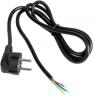 Power cord, Europe, german schuko-style plug, angled on open end, black, 1.5 m