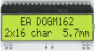 LCD text module EA DOGM162E-A, 2 x 16, 5.57 mm