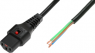 Connection line, International, C13 jack, straight on open end, H05VV-F3G1.0mm², black, 2 m