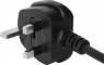 Device connection line, UK, plug type G, angled on C13 jack, straight, H05VV-F3G1.0mm², black, 2.5 m