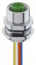 Sensor actuator cable, M12-flange socket, straight to open end, 4 pole, 0.5 m, PVC, metal, 4 A, 1220 04D T16CW 0,5M