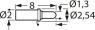 Charge and battery contact, round head, Ø 2 mm, travel  2.2 mm, pitch 2.54 mm, L 8 mm, TK54B.05.1,30.C.200.A