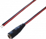 DC connection cable, Socket 2.1 x 5.5 mm, straight, open end, red/black, 075904