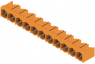 Pin header, 11 pole, pitch 7.62 mm, angled, orange, 1980460000