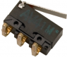 Superminiature snap-action switche, On-On, solder connection, hinge lever, 0.25 N, 0.5 A/30 VDC, IP40