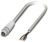 Sensor actuator cable, M8-cable plug, straight to open end, 4 pole, 5 m, PP-EPDM, gray, 4 A, 1406839