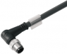 Bus line, M12-plug, angled to open end, PVC, 1 m, black